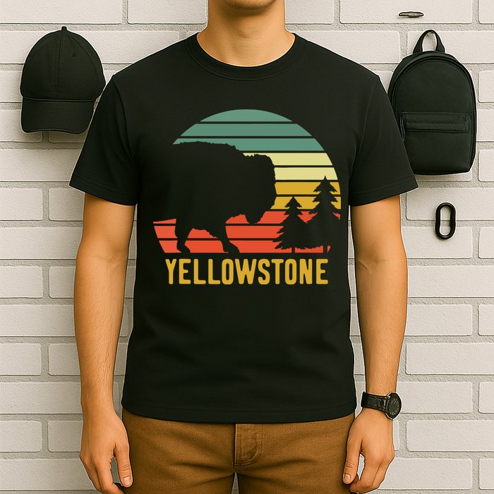 Vintage Yellowstone National Park Retro Travel Buffalo Bison T-Shirt