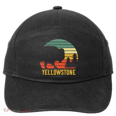 Vintage Yellowstone National Park Retro Travel Buffalo Bison 7-Panel Snapback Hat