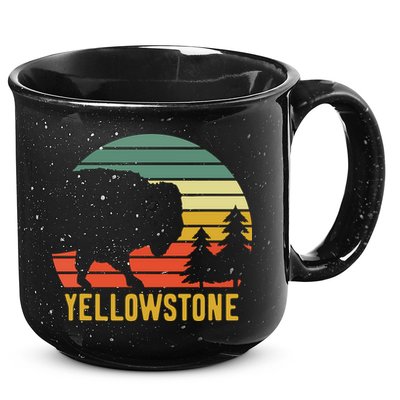 Vintage Yellowstone National Park Retro Travel Buffalo Bison 15oz Campfire Ceramic Mug