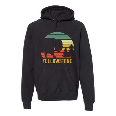 Vintage Yellowstone National Park Retro Travel Buffalo Bison Premium Hoodie