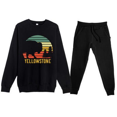 Vintage Yellowstone National Park Retro Travel Buffalo Bison Premium Crewneck Sweatsuit Set