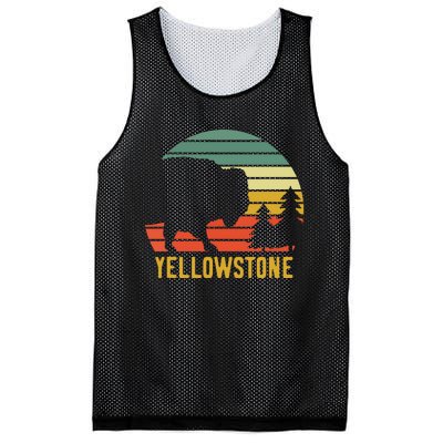 Vintage Yellowstone National Park Retro Travel Buffalo Bison Mesh Reversible Basketball Jersey Tank