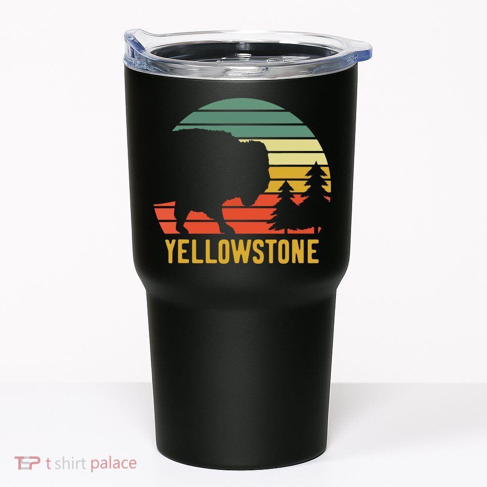 Vintage Yellowstone National Park Retro Travel Buffalo Bison Tumbler
