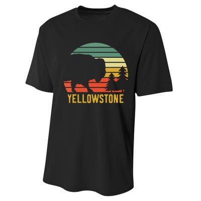 Vintage Yellowstone National Park Retro Travel Buffalo Bison Performance Sprint T-Shirt