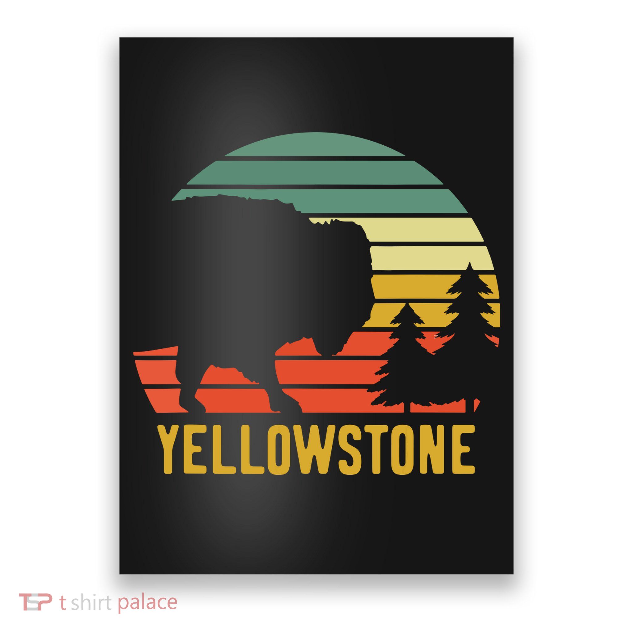 Vintage Yellowstone National Park Retro Travel Buffalo Bison Poster