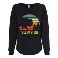 Vintage Yellowstone National Park Retro Travel Buffalo Bison Womens California Wash Sweatshirt