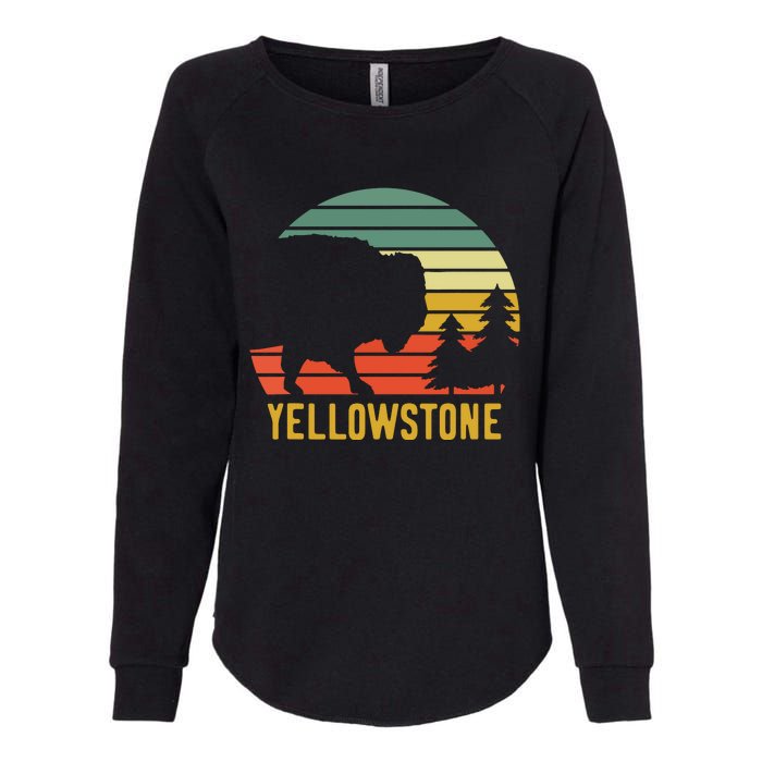 Vintage Yellowstone National Park Retro Travel Buffalo Bison Womens California Wash Sweatshirt