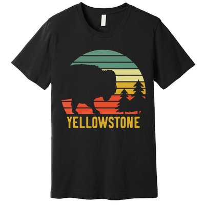 Vintage Yellowstone National Park Retro Travel Buffalo Bison Premium T-Shirt