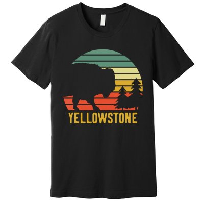 Vintage Yellowstone National Park Retro Travel Buffalo Bison Premium T-Shirt