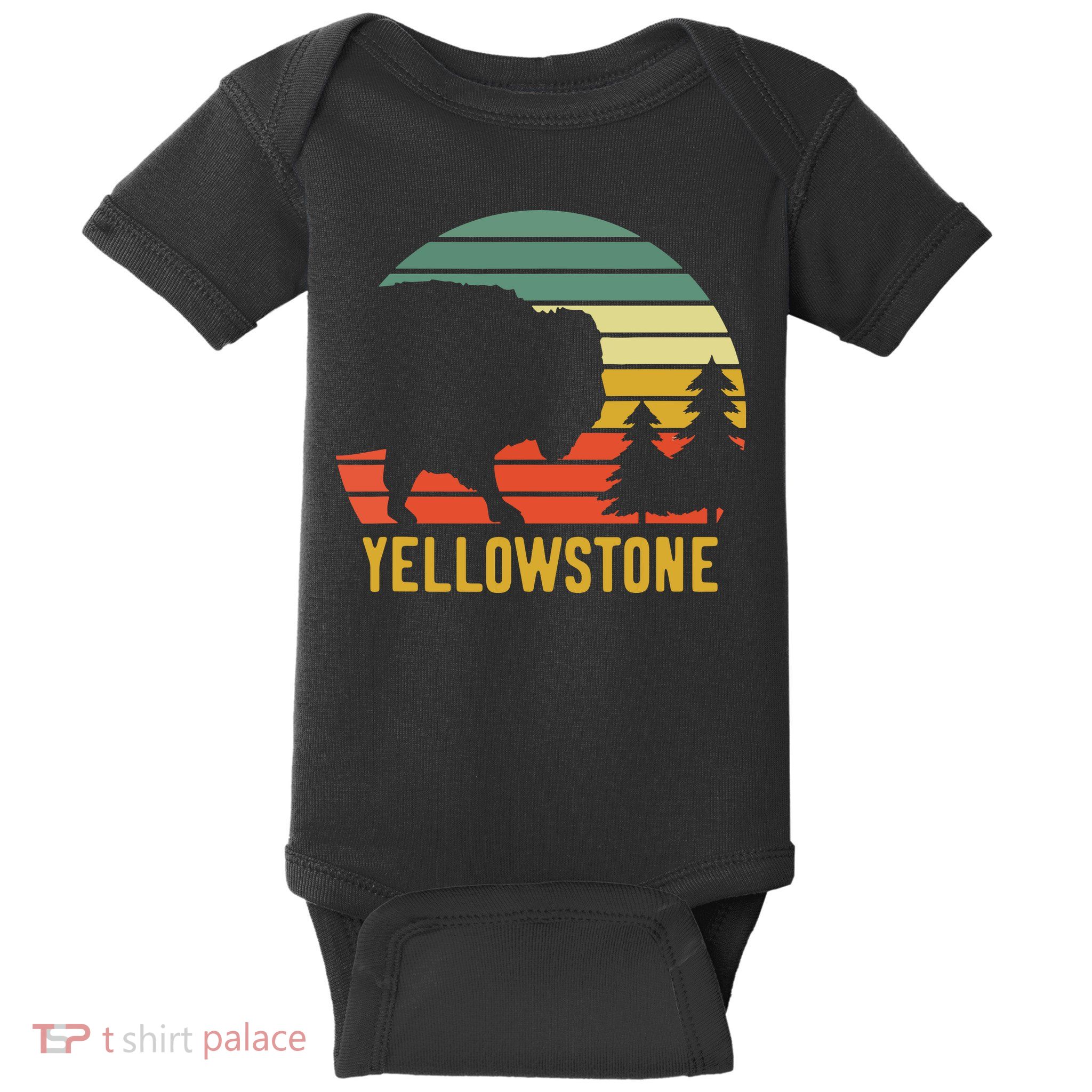 Vintage Yellowstone National Park Retro Travel Buffalo Bison Baby Bodysuit