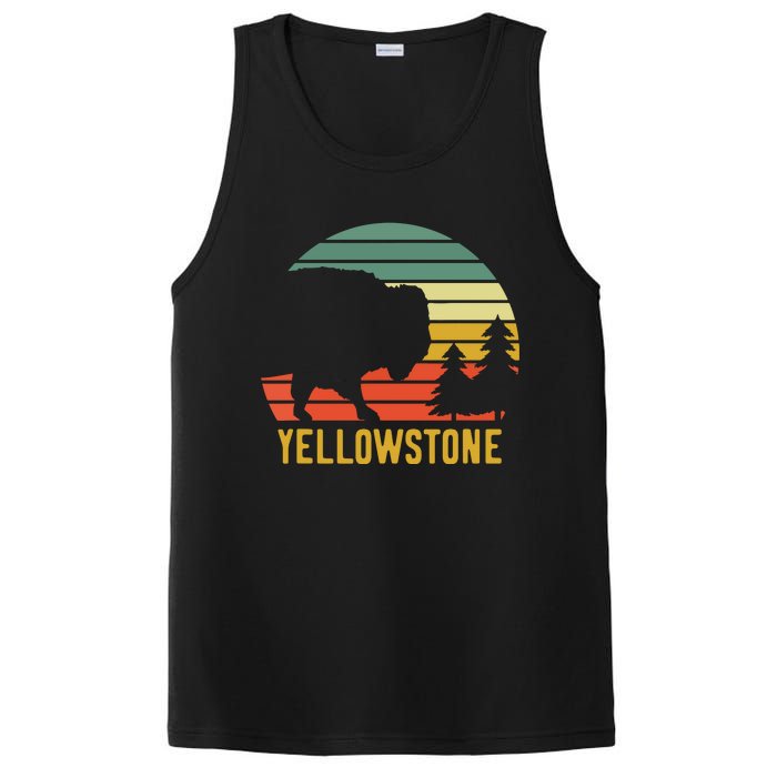 Vintage Yellowstone National Park Retro Travel Buffalo Bison PosiCharge Competitor Tank