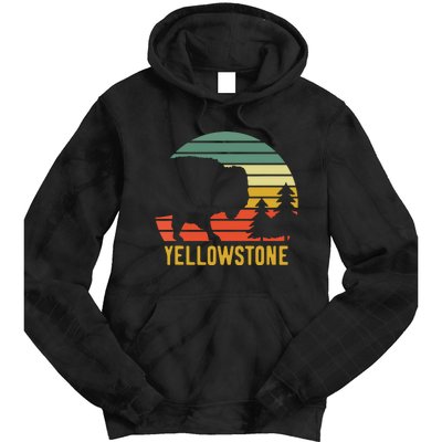 Vintage Yellowstone National Park Retro Travel Buffalo Bison Tie Dye Hoodie