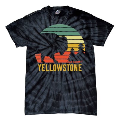 Vintage Yellowstone National Park Retro Travel Buffalo Bison Tie-Dye T-Shirt