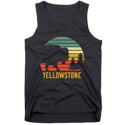 Vintage Yellowstone National Park Retro Travel Buffalo Bison Tank Top