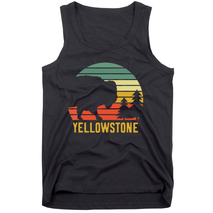 Vintage Yellowstone National Park Retro Travel Buffalo Bison Tank Top