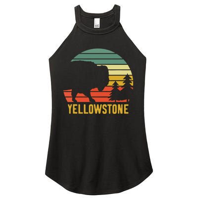 Vintage Yellowstone National Park Retro Travel Buffalo Bison Women's Perfect Tri Rocker Tank