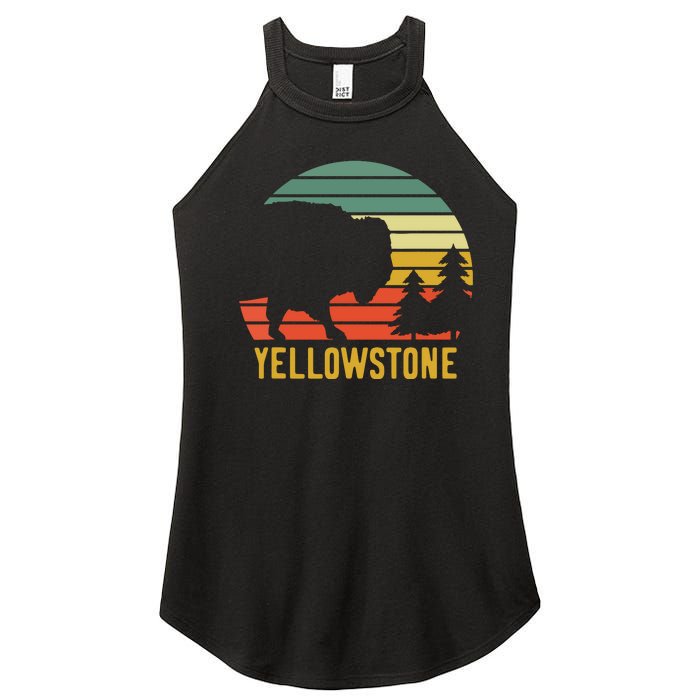 Vintage Yellowstone National Park Retro Travel Buffalo Bison Women's Perfect Tri Rocker Tank