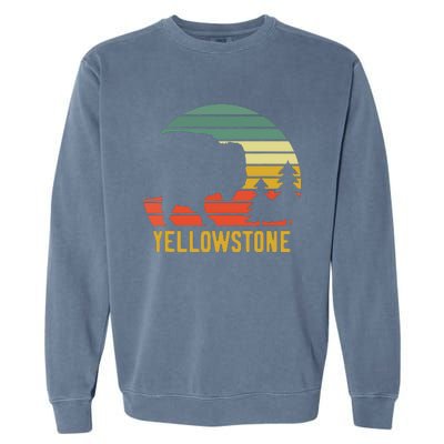 Vintage Yellowstone National Park Retro Travel Buffalo Bison Garment-Dyed Sweatshirt