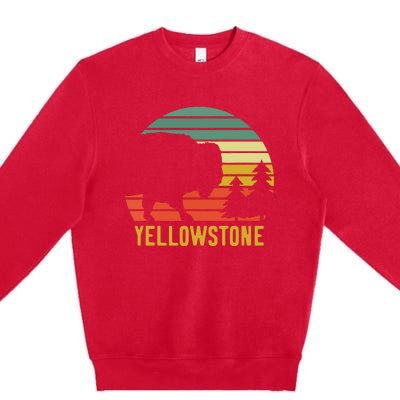 Vintage Yellowstone National Park Retro Travel Buffalo Bison Premium Crewneck Sweatshirt