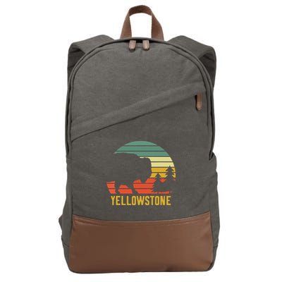 Vintage Yellowstone National Park Retro Travel Buffalo Bison Cotton Canvas Backpack