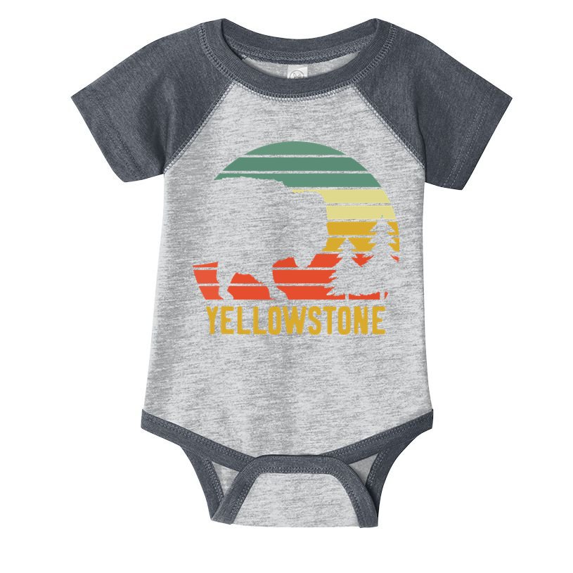 Vintage Yellowstone National Park Retro Travel Buffalo Bison Infant Baby Jersey Bodysuit