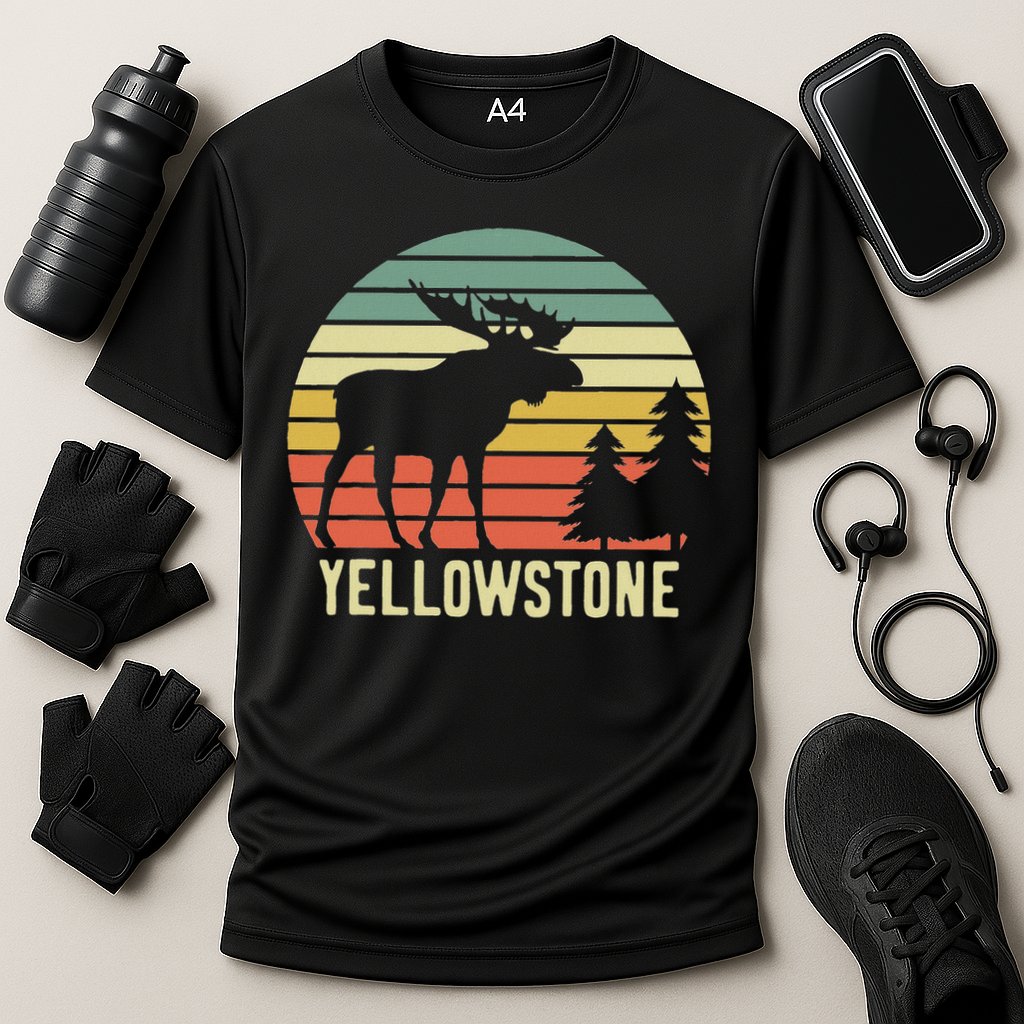 Vintage Yellowstone National Park Moose Retro Travel Gift Cooling Performance Crew T-Shirt