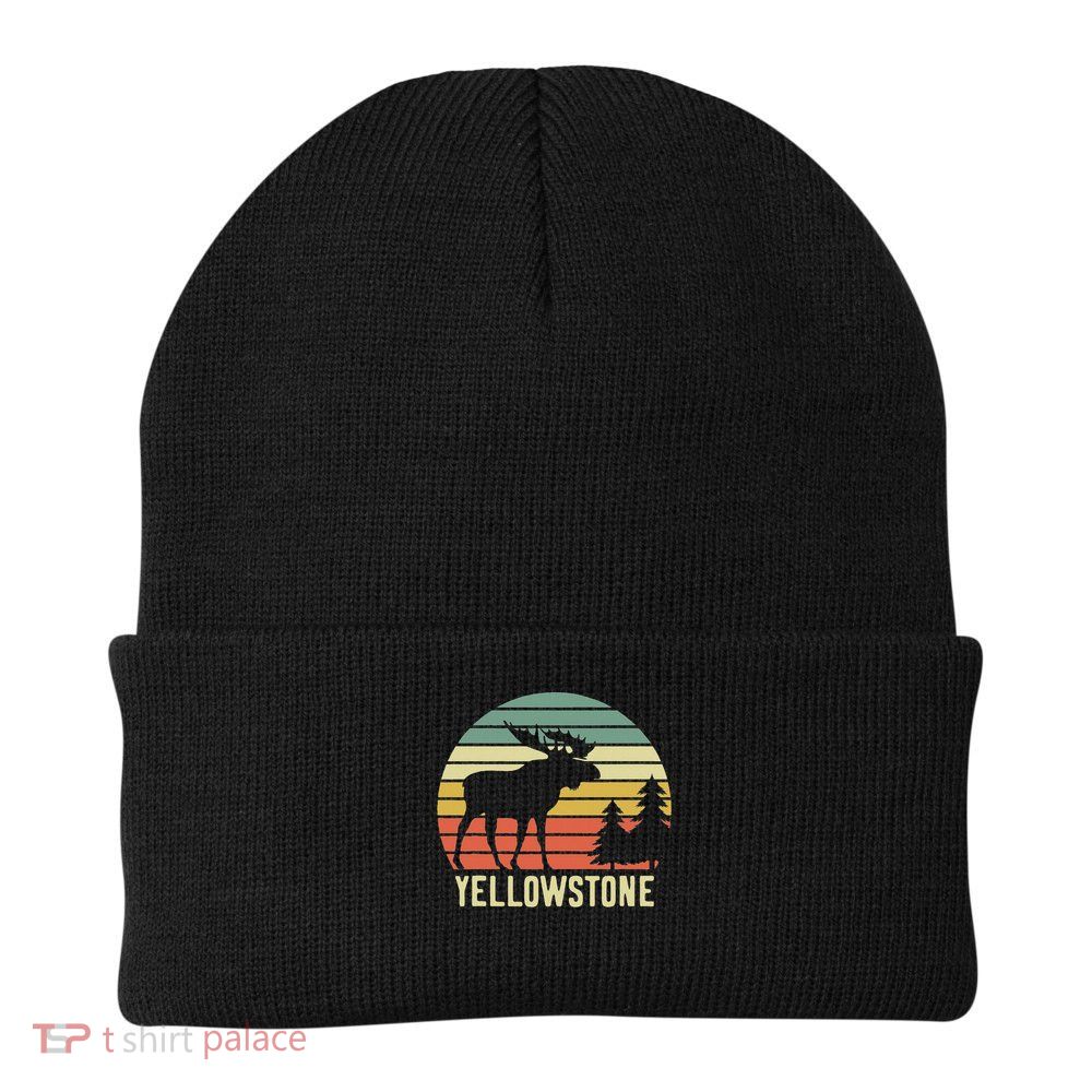 Vintage Yellowstone National Park Moose Retro Travel Gift Beanie