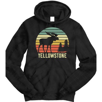 Vintage Yellowstone National Park Moose Retro Travel Gift Tie Dye Hoodie