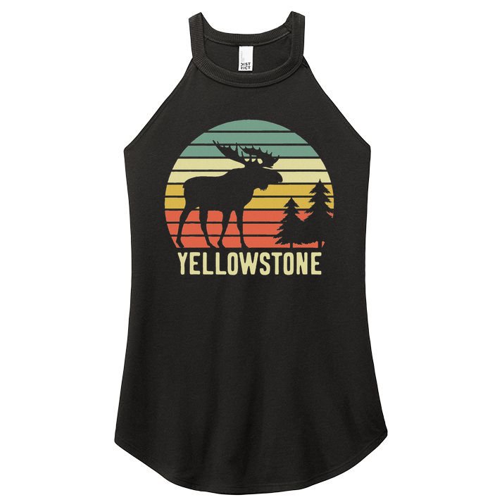Vintage Yellowstone National Park Moose Retro Travel Gift Women's Perfect Tri Rocker Tank