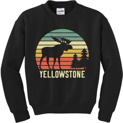 Vintage Yellowstone National Park Moose Retro Travel Gift Kids Sweatshirt