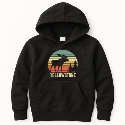 Vintage Yellowstone National Park Moose Retro Travel Gift Kids Hoodie