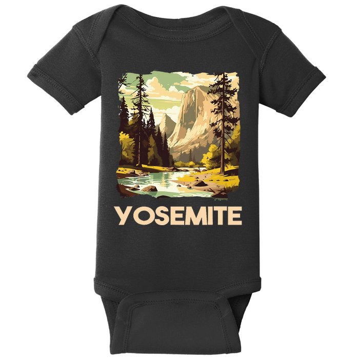 Vintage Yosemite National Park Nature Lover Adventure Baby Bodysuit