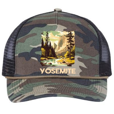 Vintage Yosemite National Park Nature Lover Adventure Retro Rope Trucker Hat Cap