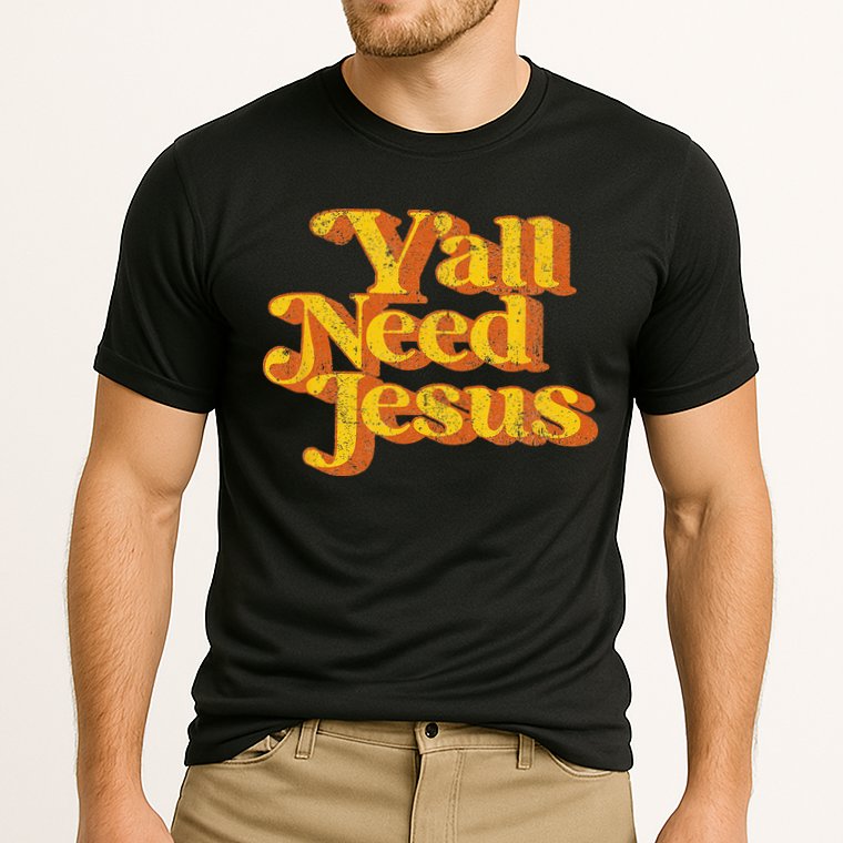 Vintage Yall Need Jesus Funny Christian Country Retro 70s Cooling Performance Crew T-Shirt