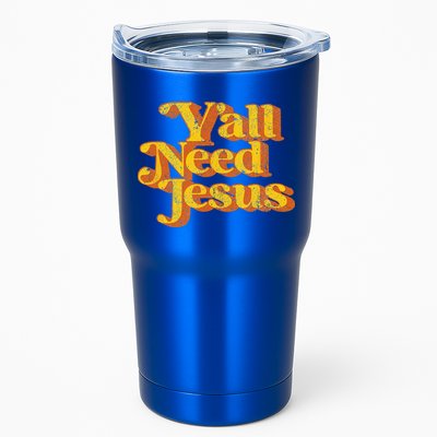 Vintage Yall Need Jesus Funny Christian Country Retro 70s Tumbler