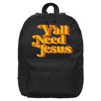 Vintage YAll Need Jesus Funny Christian Country Retro 70S 16 in Basic Backpack