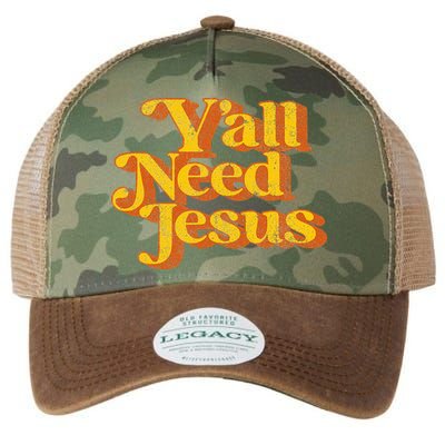 Vintage YAll Need Jesus Funny Christian Country Retro 70S Legacy Tie Dye Trucker Hat