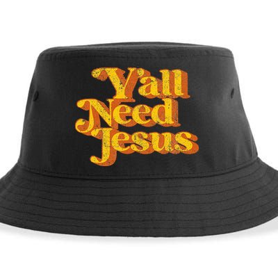 Vintage YAll Need Jesus Funny Christian Country Retro 70S Sustainable Bucket Hat