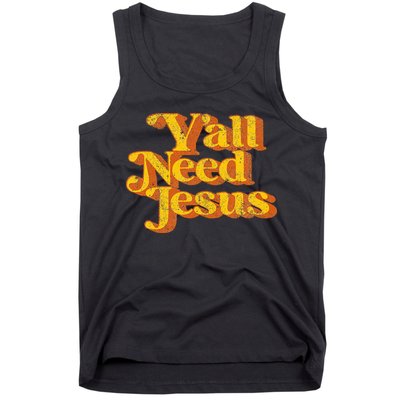 Vintage YAll Need Jesus Funny Christian Country Retro 70S Tank Top