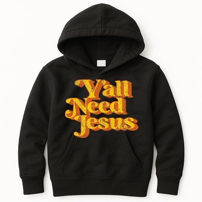 Vintage YAll Need Jesus Funny Christian Country Retro 70S Kids Hoodie