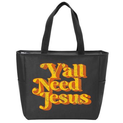 Vintage YAll Need Jesus Funny Christian Country Retro 70S Zip Tote Bag
