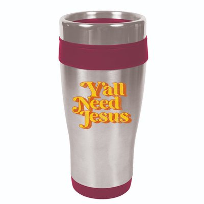 Vintage YAll Need Jesus Funny Christian Country Retro 70S 16oz Travel Tumbler