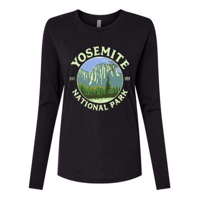 Vintage Yosemite National Park Ca California Hiking Camping Womens Cotton Relaxed Long Sleeve T-Shirt