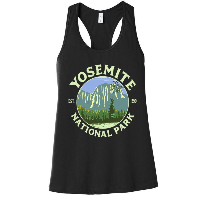 Vintage Yosemite National Park Ca California Hiking Camping Women's Racerback Tank