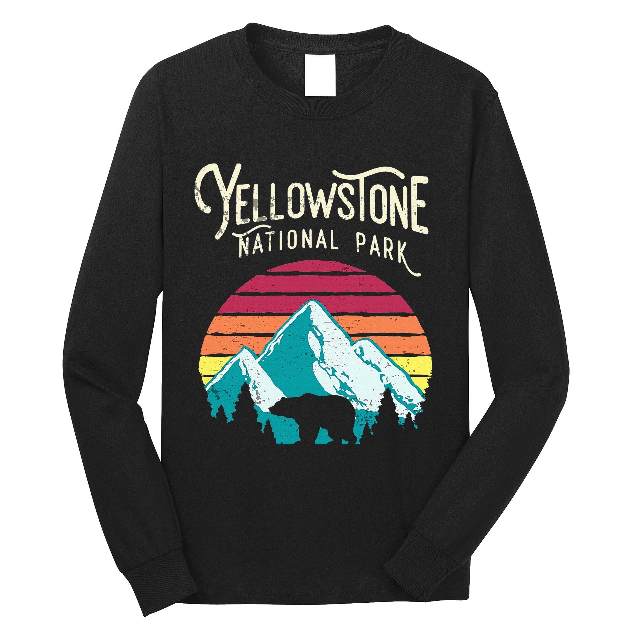 Vintage Yellowstone National Park Wy Mountain Bear Long Sleeve Shirt