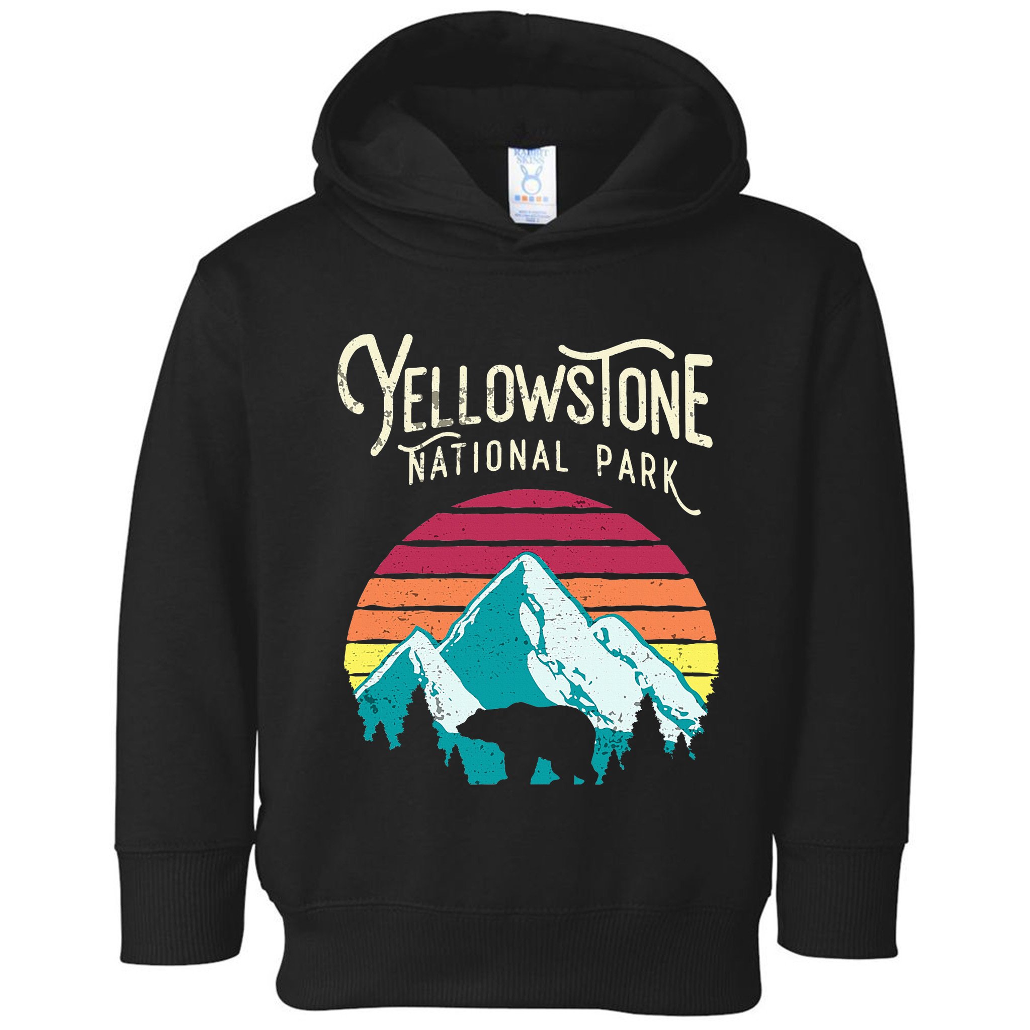 Vintage Yellowstone National Park Wy Mountain Bear Toddler Hoodie