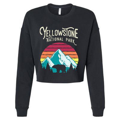 Vintage Yellowstone National Park Wy Mountain Bear Cropped Pullover Crew