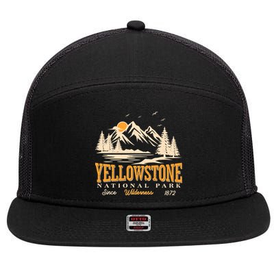 Vintage Yellowstone National Park Wilderness Since 1872 7 Panel Mesh Trucker Snapback Hat