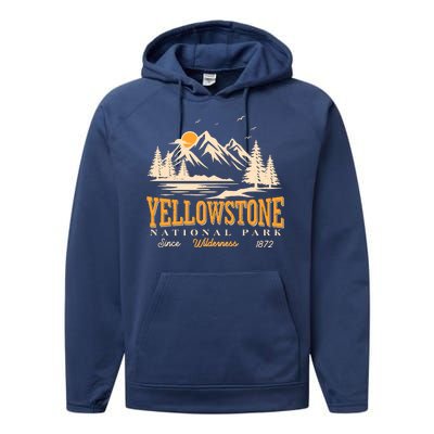 Vintage Yellowstone National Park Wilderness Since 1872 Performance Fleece Hoodie