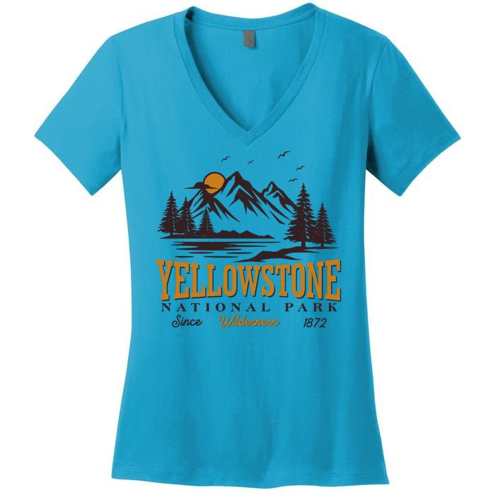 Vintage Yellowstone National Park Wilderness Since 1872 Women's V-Neck T-Shirt